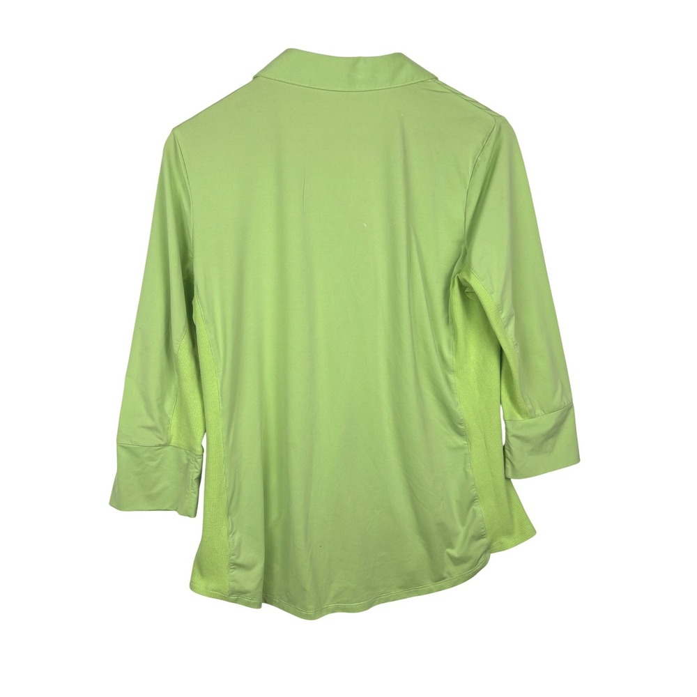 J. McLaughlin Womens ¾ Sleeve Button Down Shirt Top Sz L Green Preppy Spring - Picture 3 of 10